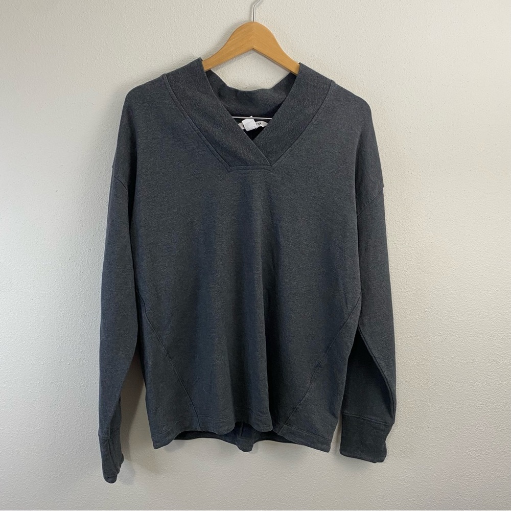 Athleta Clarity V-Neck Pullover Sweatshirt Gray Women’s Medium